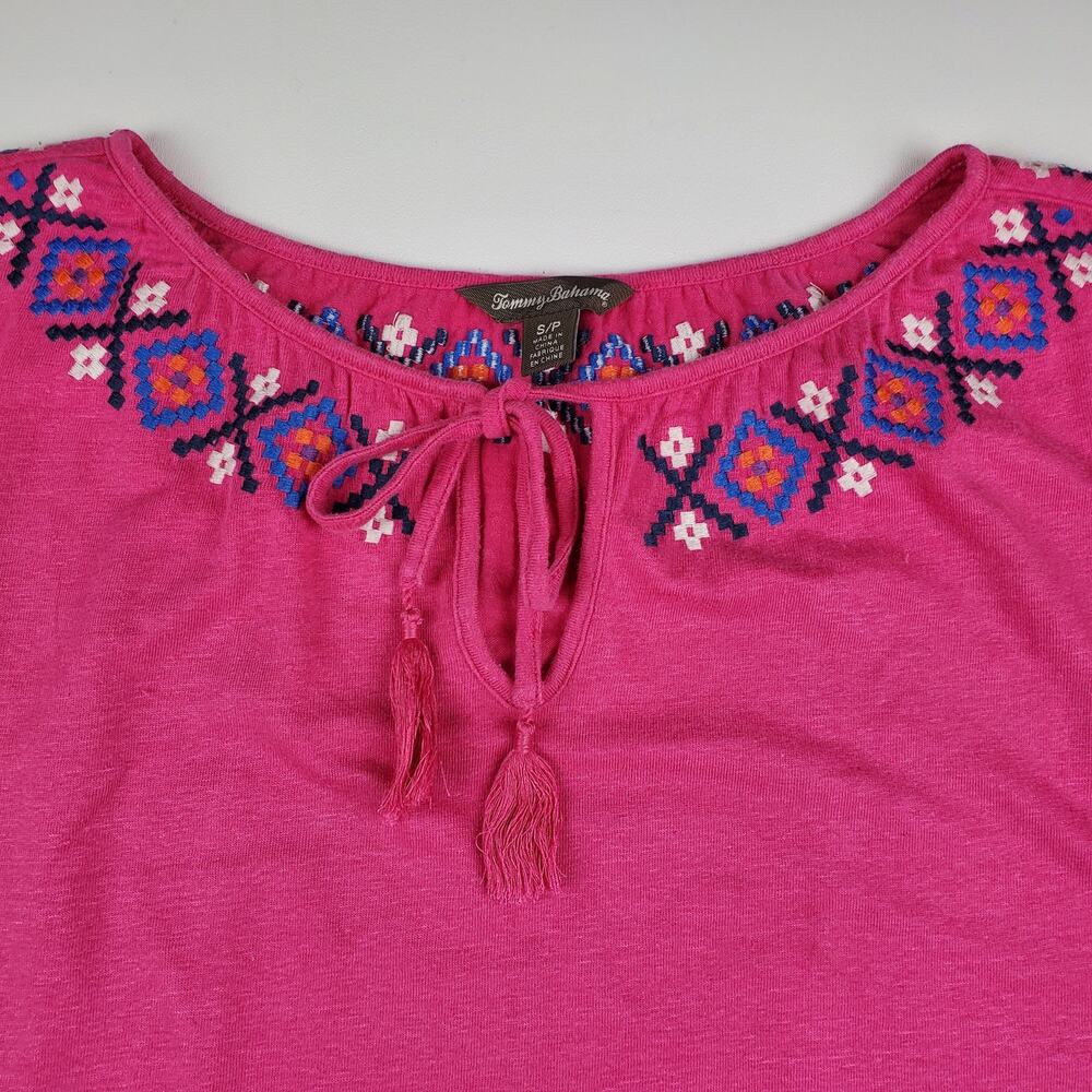Tommy Bahama Embroidered Dress Swim Cover Tie Neck Pink Sz S - Picture 7 of 9